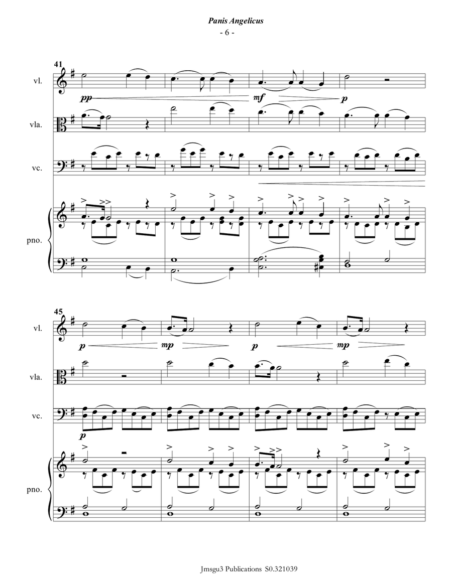 Franck: Panis Angelicus for Piano Quartet Piano Quartet scores gallery preview page 6
