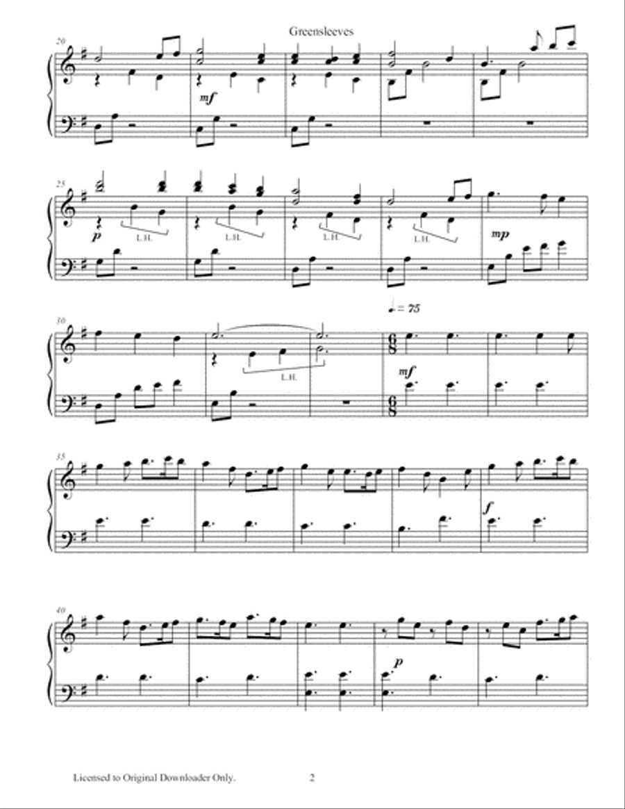 Greensleeves Harp scores gallery preview page 3