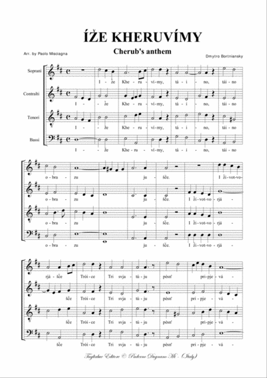 ÍZE KHERUVÍMY - Cherub's anthem - Dmytro Bortniansky - for SATB Choir 4-Part scores gallery preview page 2