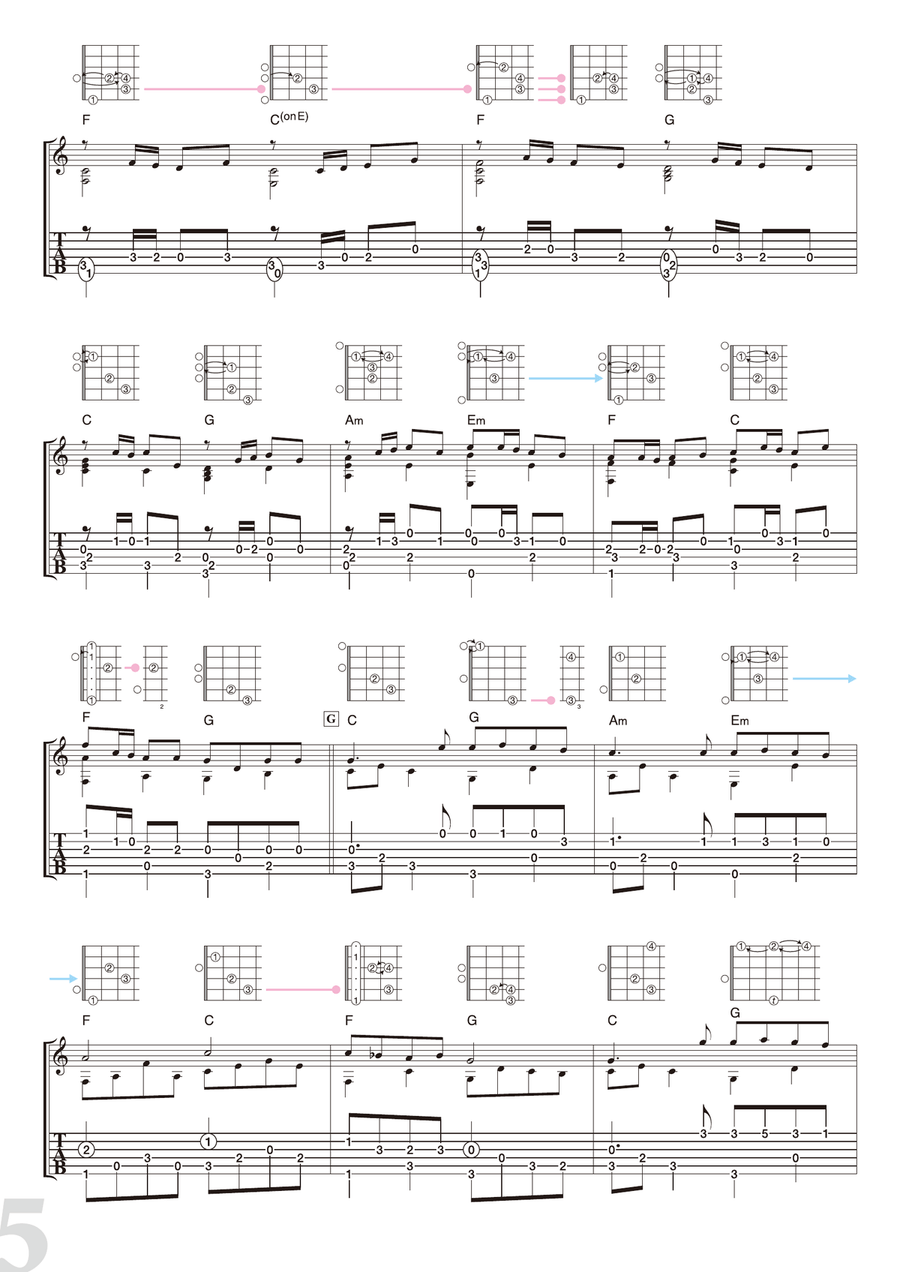 Pachelbel : Canon [for solo acoustic guitar] Acoustic Guitar scores gallery preview page 5
