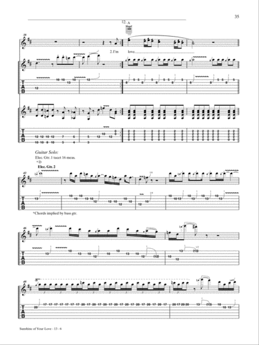 Sunshine of Your Love Guitar Tablature scores gallery preview page 6
