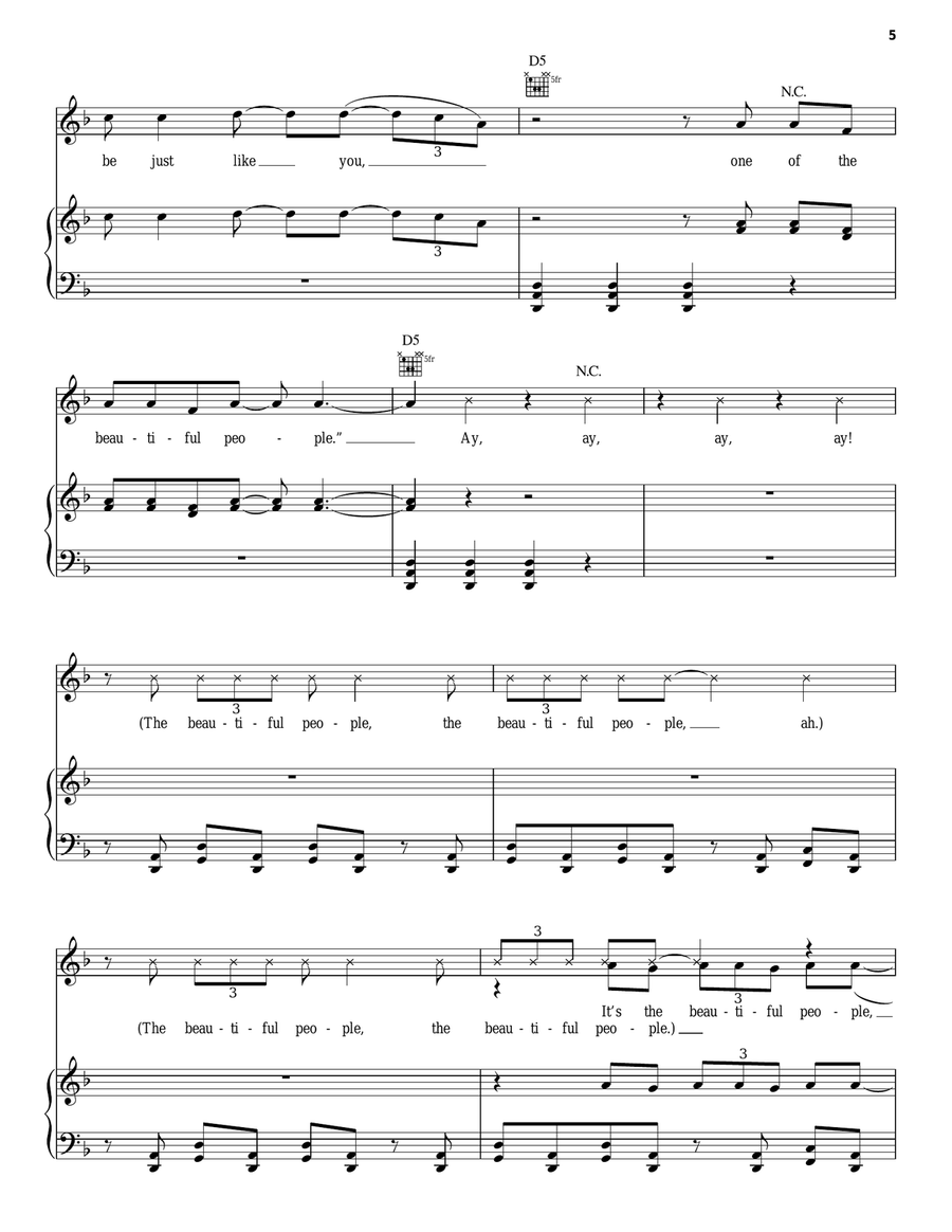 The Beautiful People (from Burlesque) Piano, Vocal, Guitar scores gallery preview page 5
