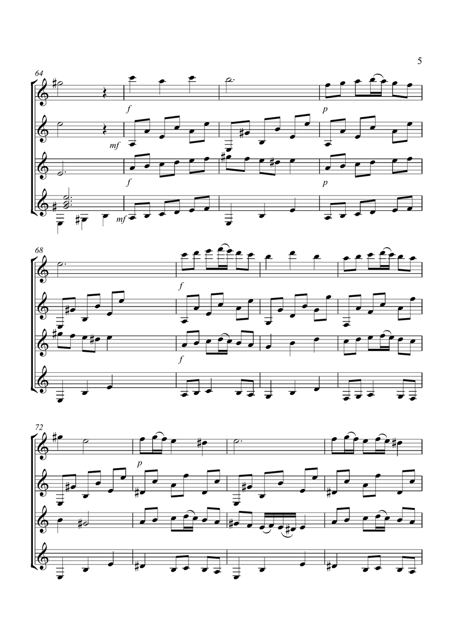 Malaguena Score & Parts ( Guitar Quartet ) Guitar Ensemble scores gallery preview page 5