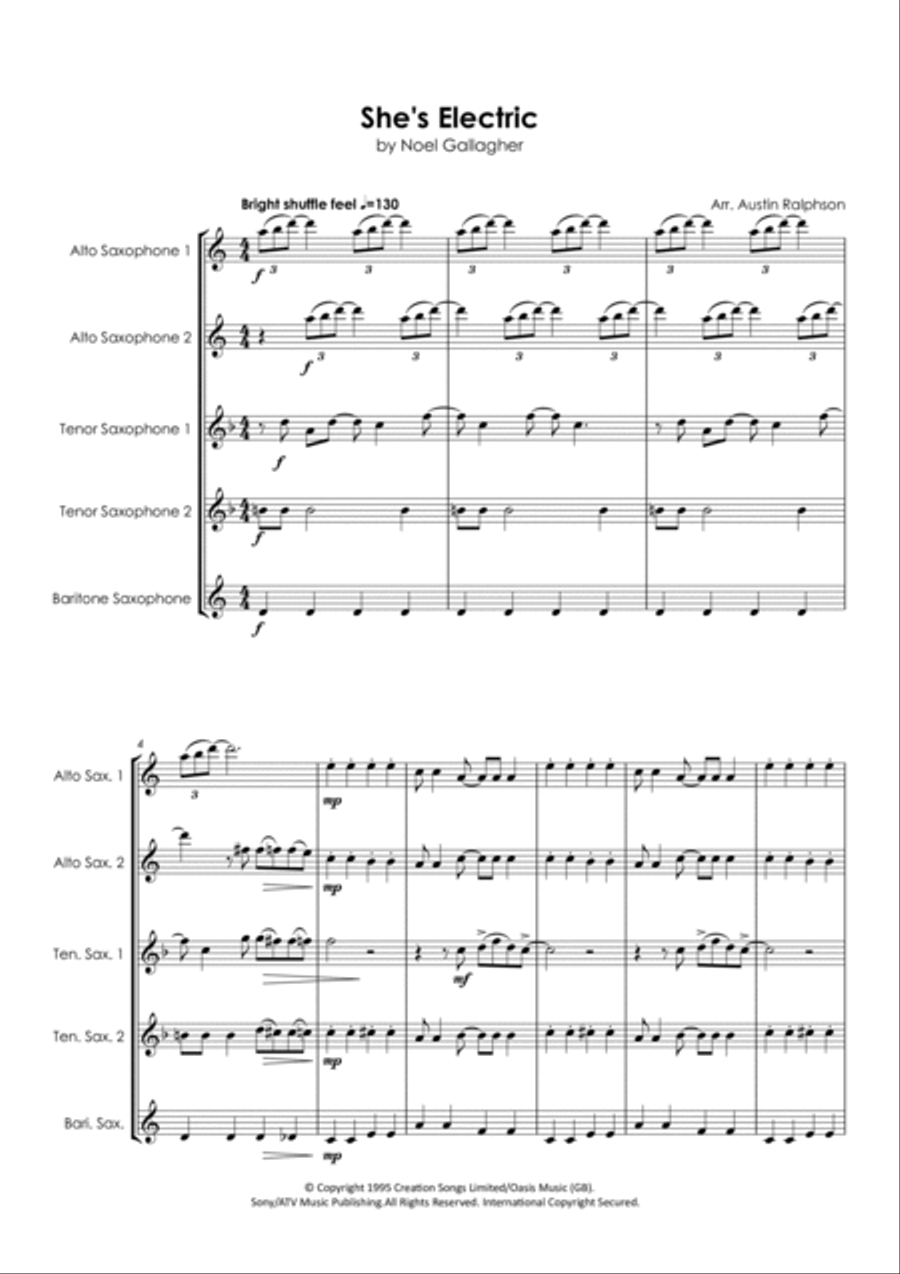 She's Electric She's Electric Saxophone Quintet scores gallery preview page 3