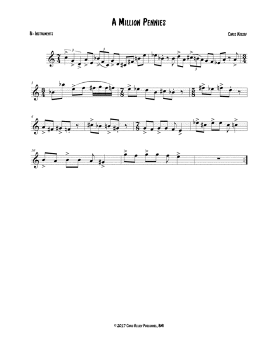 A Million Pennies (Bb Instruments) Small Ensemble scores gallery preview page 1