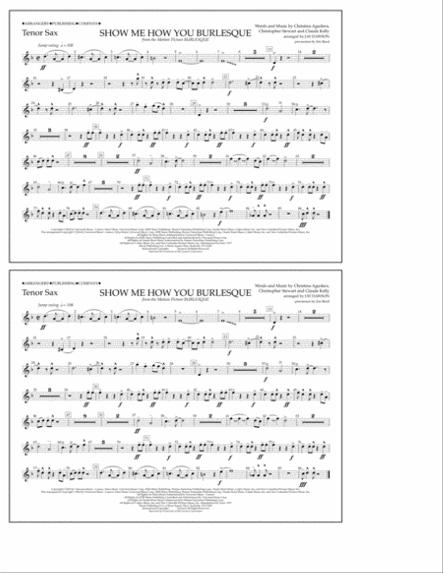 Show Me How You Burlesque - Tenor Sax Marching Band scores gallery preview page 1