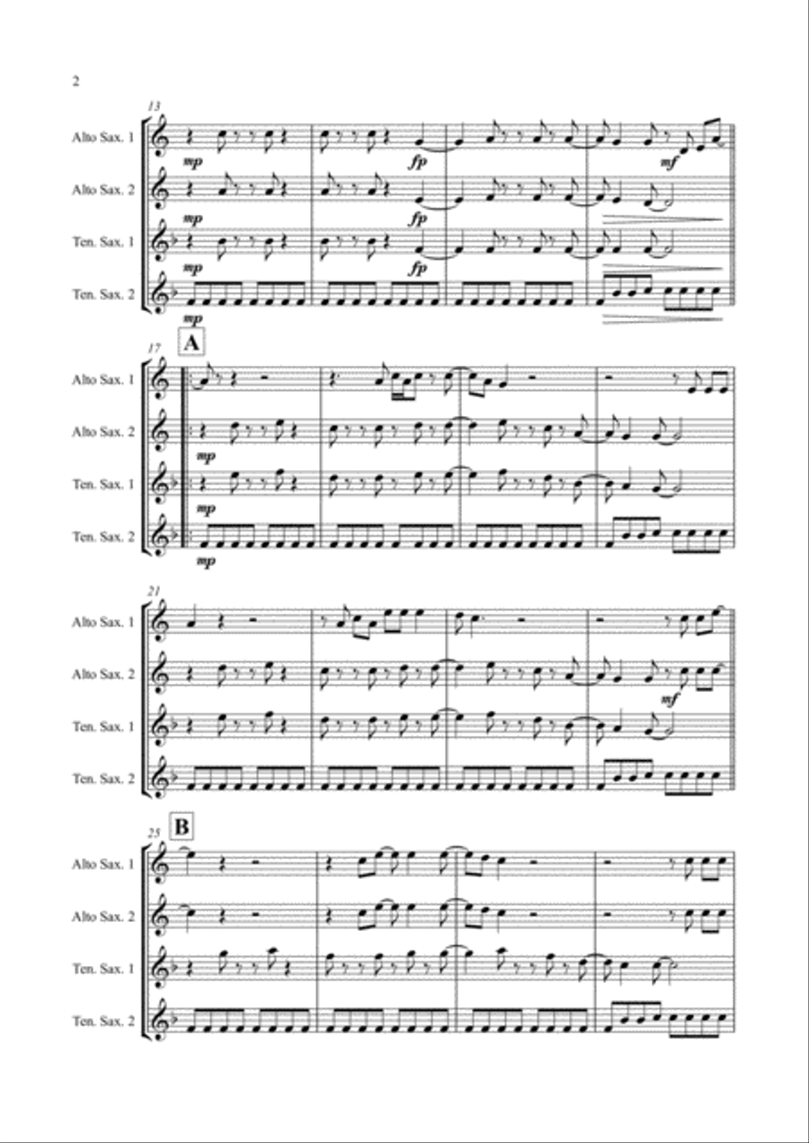 Jump Saxophone Quartet scores gallery preview page 2