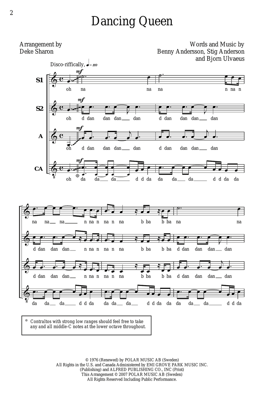 Dancing Queen (arr. Deke Sharon) SSA scores gallery preview page 1