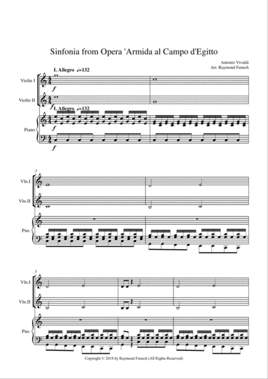 Sinfonia from Armida al Campo D'Egitto - 2 Violins and Piano - Early Advanced String Duet scores gallery preview page 4