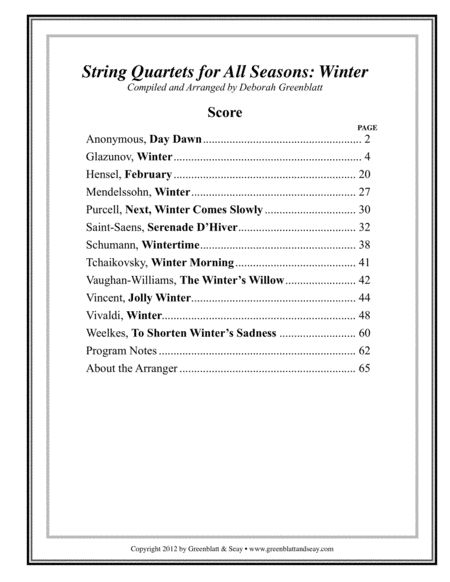 String Quartets for All Seasons: Winter - Score