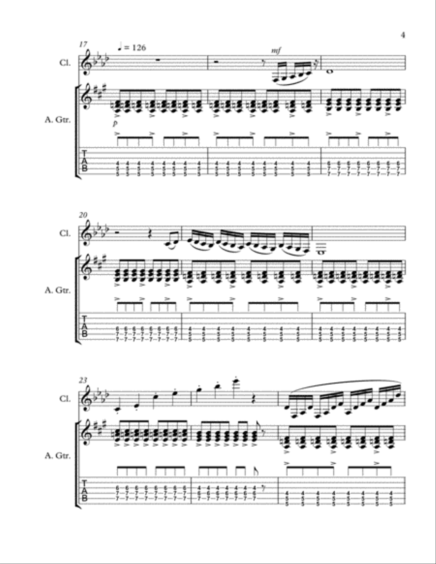 Thermals - for Guitar and Clarinet in Bb B-Flat Clarinet scores gallery preview page 5