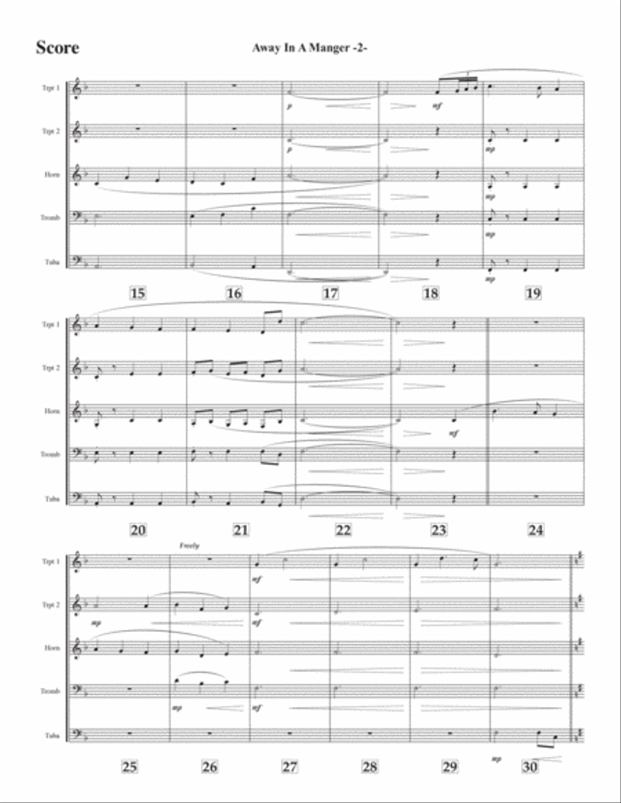 Away in a Manger for brass quintet Brass Quintet scores gallery preview page 2
