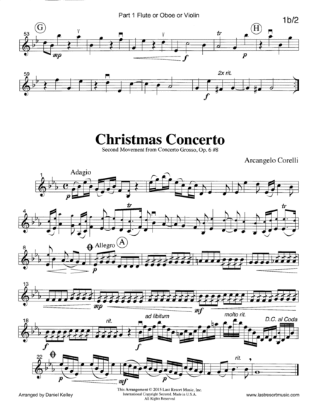Christmas Concerto (Concerto Grosso Op. 6 #8) for Woodwind Trio (Flute or Oboe, Clarinet & Bassoon)