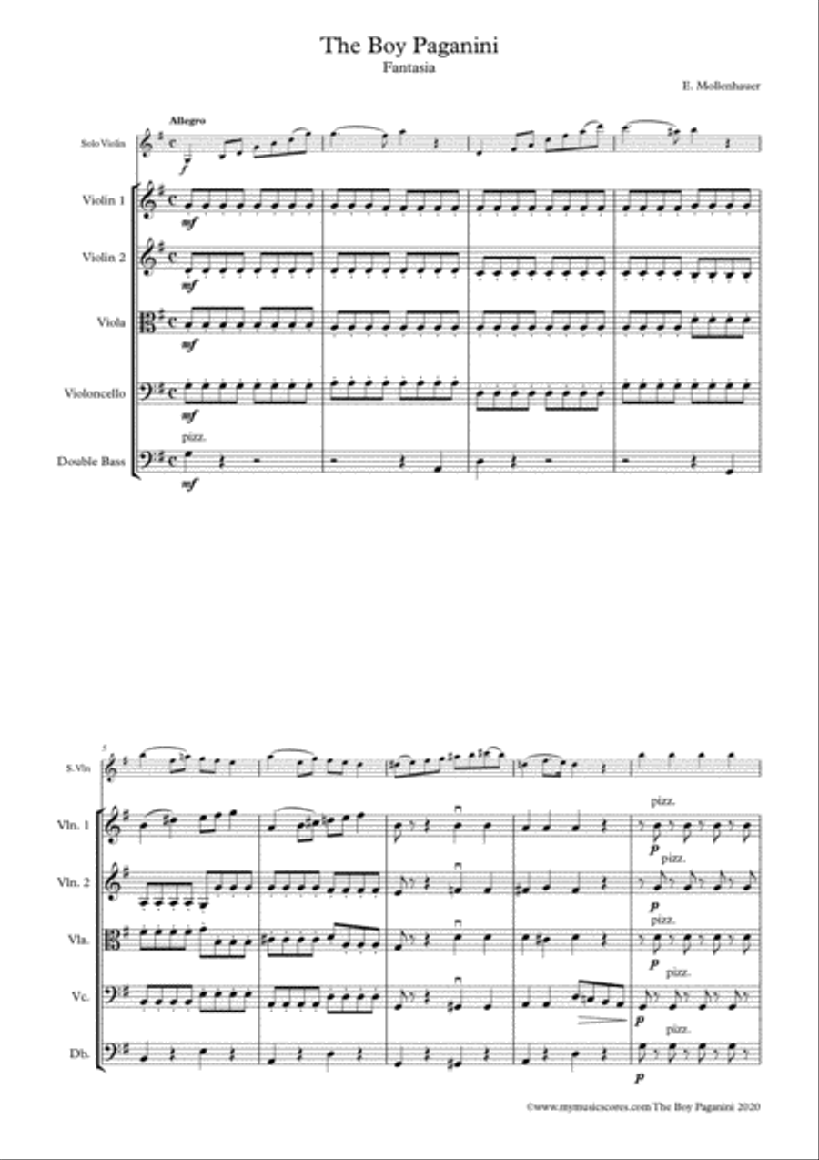 Mollenhauer The Boy Paganini for Violin and String Orchestra String Orchestra scores gallery preview page 2