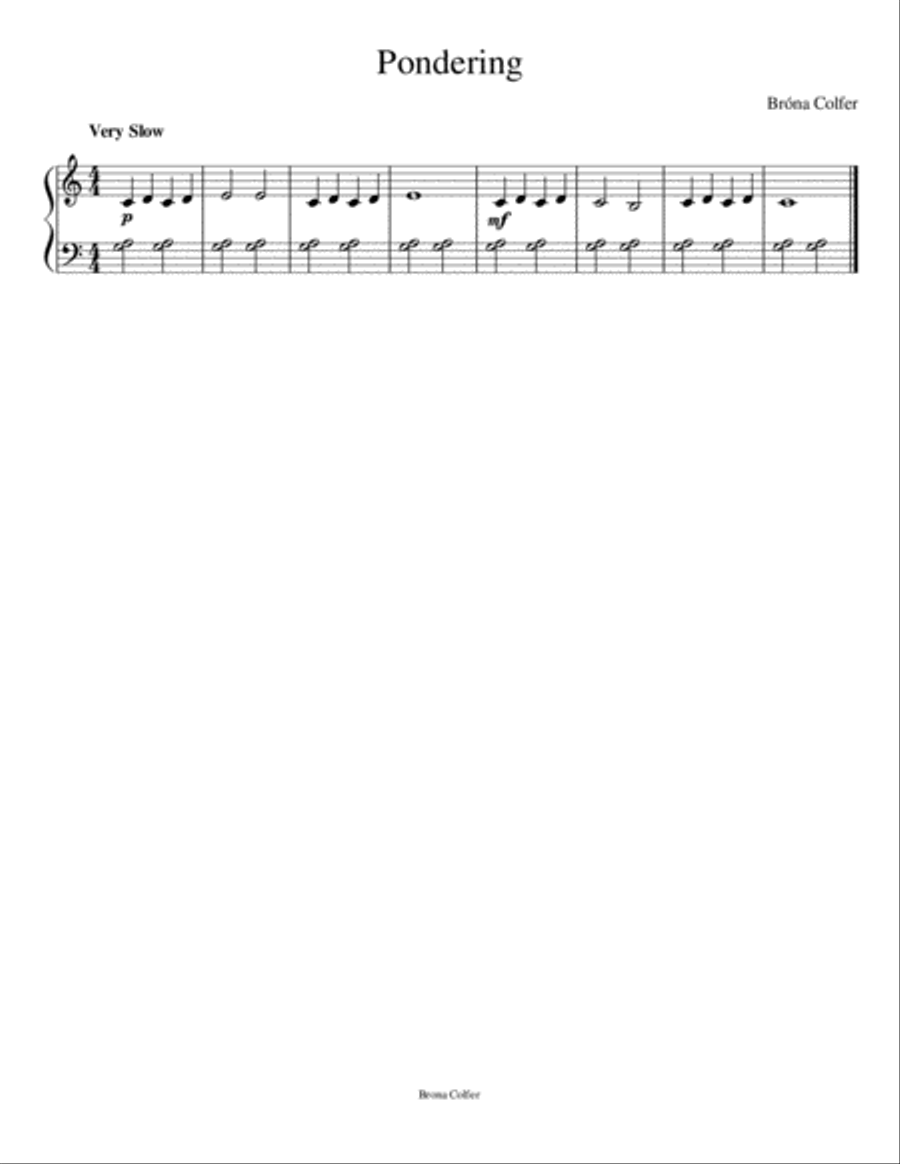 Pondering Easy Piano scores gallery preview page 1