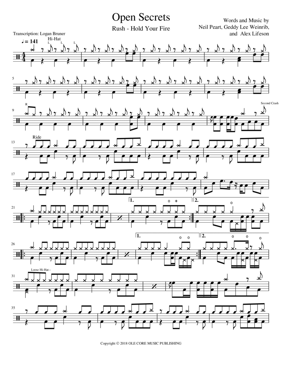 Open Secrets Drum Set scores gallery preview page 1