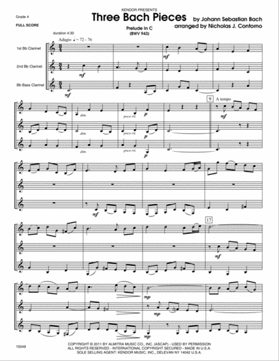 Three Bach Pieces Three Bach Pieces Clarinet Trio scores gallery preview page 2