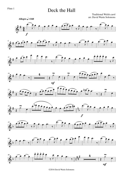 Deck the Hall for flute, alto flute and guitar image number null