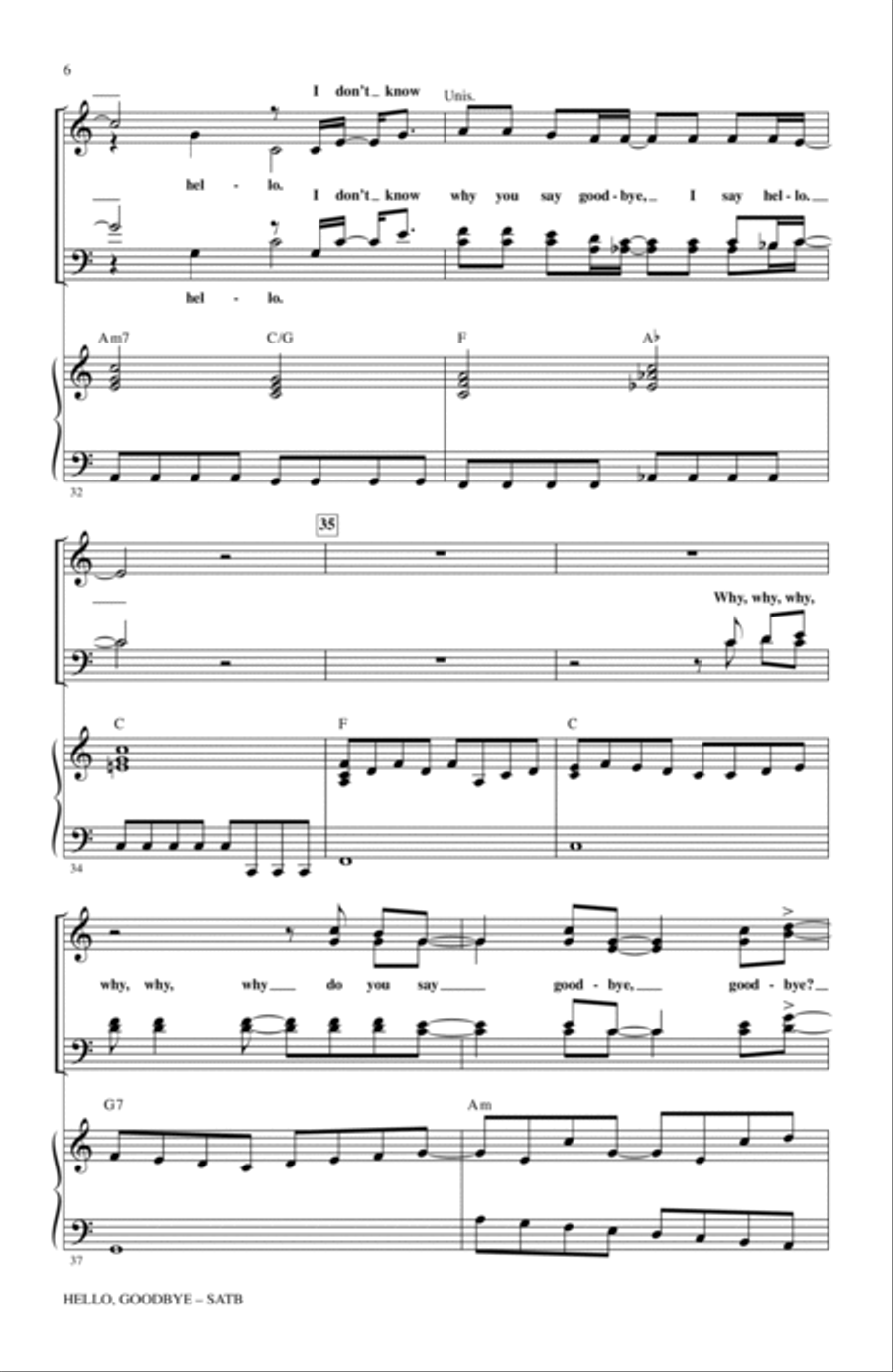 Hello, Goodbye 4-Part scores gallery preview page 5