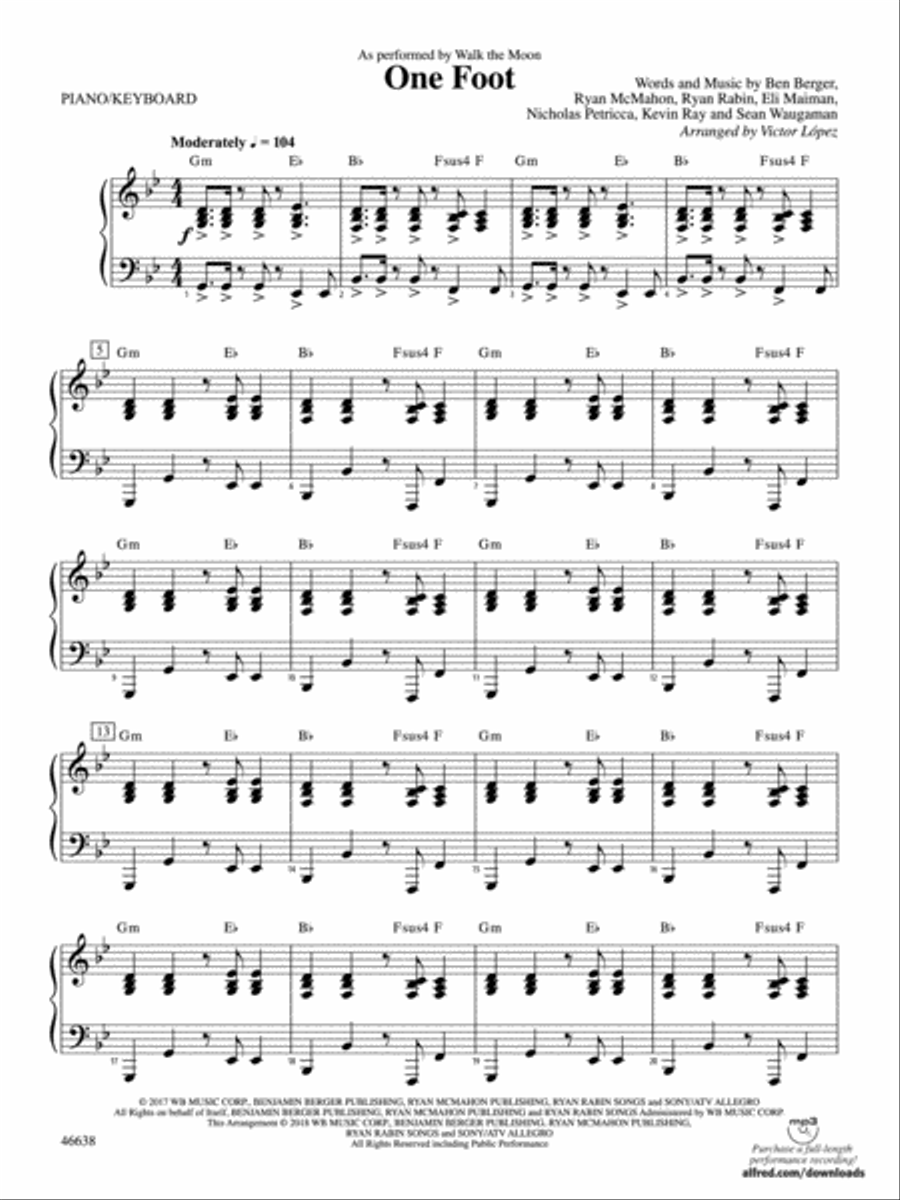 One Foot: Piano Accompaniment Concert Band scores gallery preview page 1