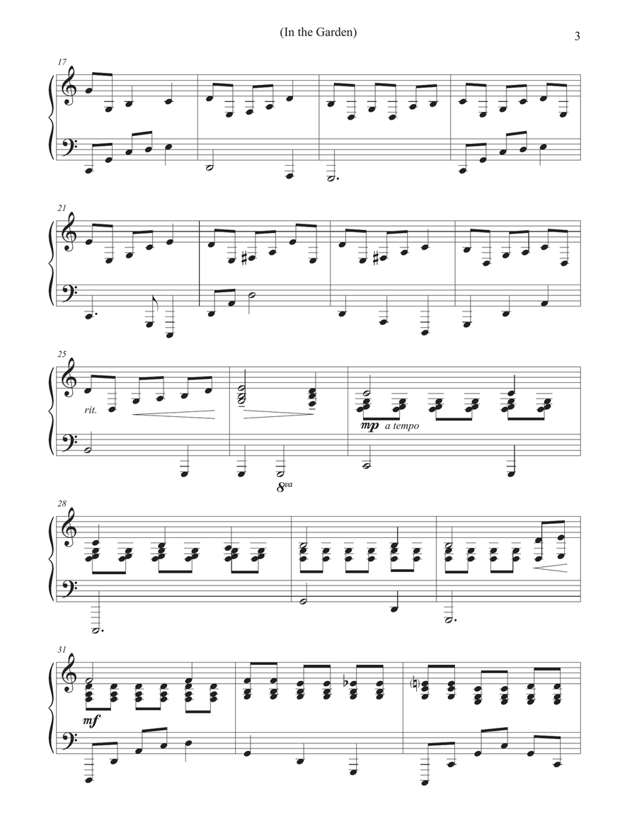 In the Garden - Lower Version in B Flat Major Piano Solo scores gallery preview page 3