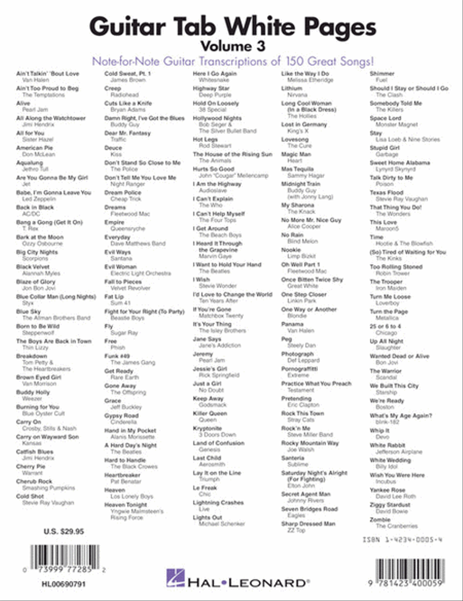 Guitar Tab White Pages Volume 3 Electric Guitar scores gallery preview page 16