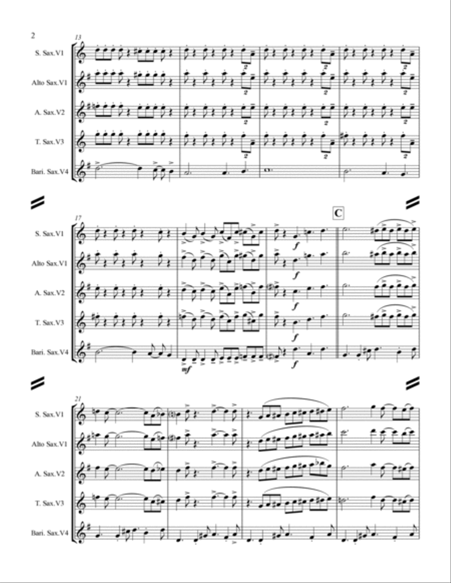 Blue Christmas Saxophone Quartet scores gallery preview page 3