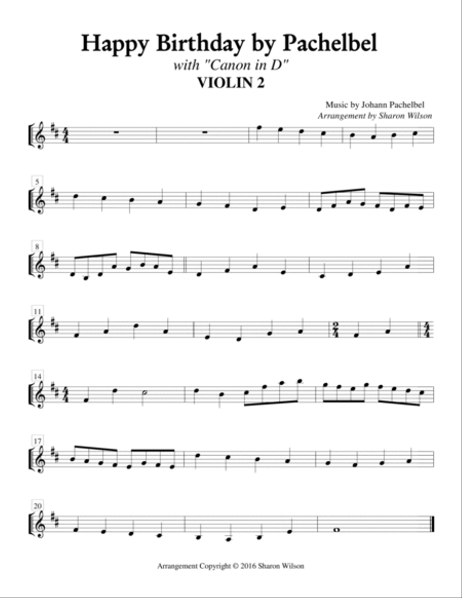 Happy Birthday by Pachelbel (for String Quartet) String Quartet scores gallery preview page 3