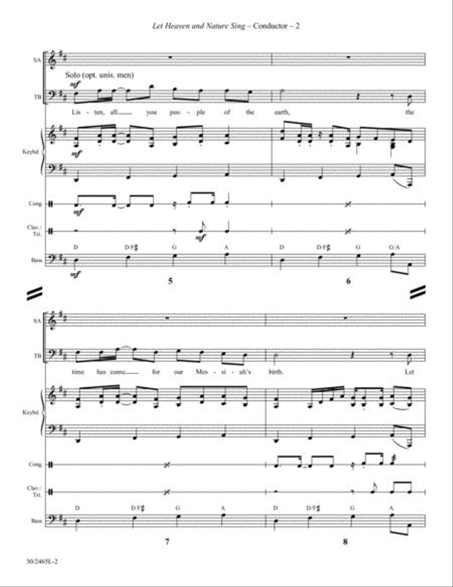 Let Heaven and Nature Sing - Percussion and Bass Score and Parts Choir scores gallery preview page 3