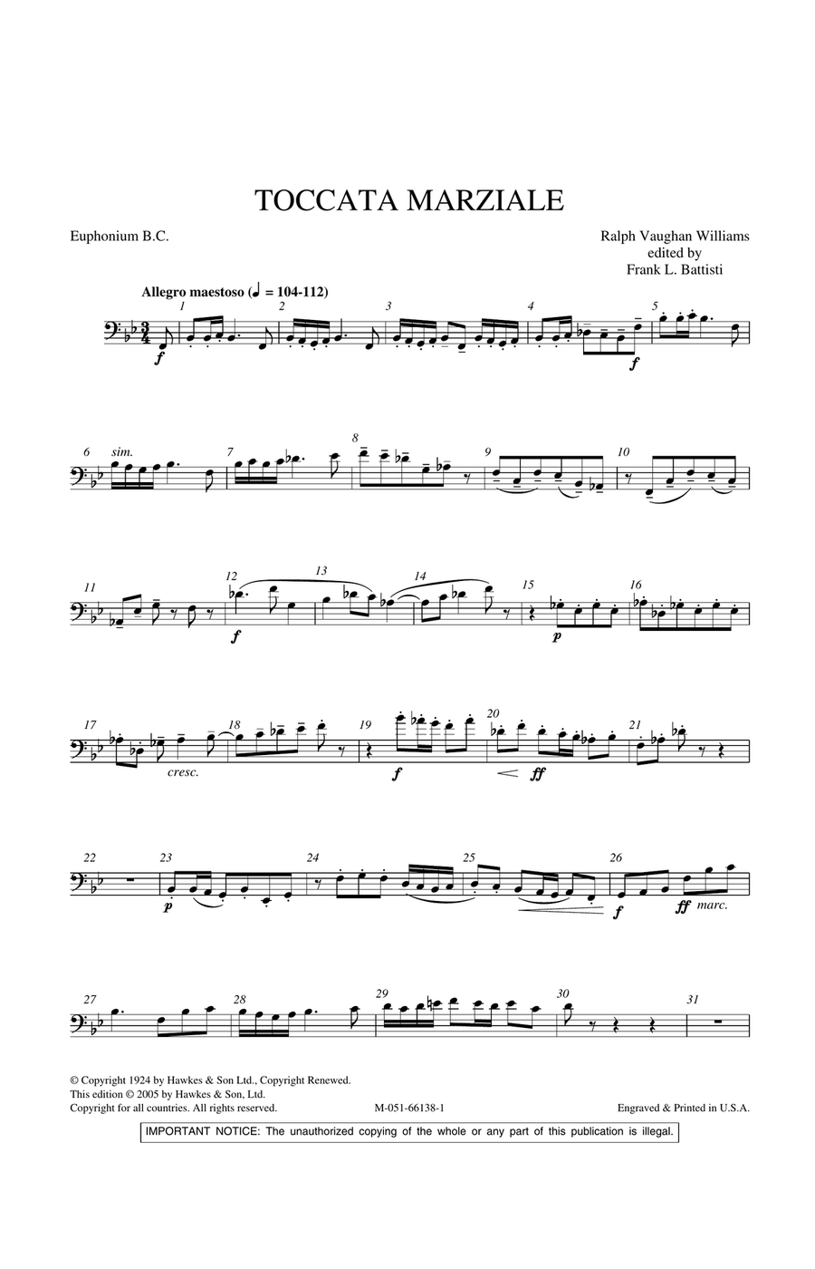 Toccata Marziale - Euphonium BC Concert Band scores gallery preview page 1