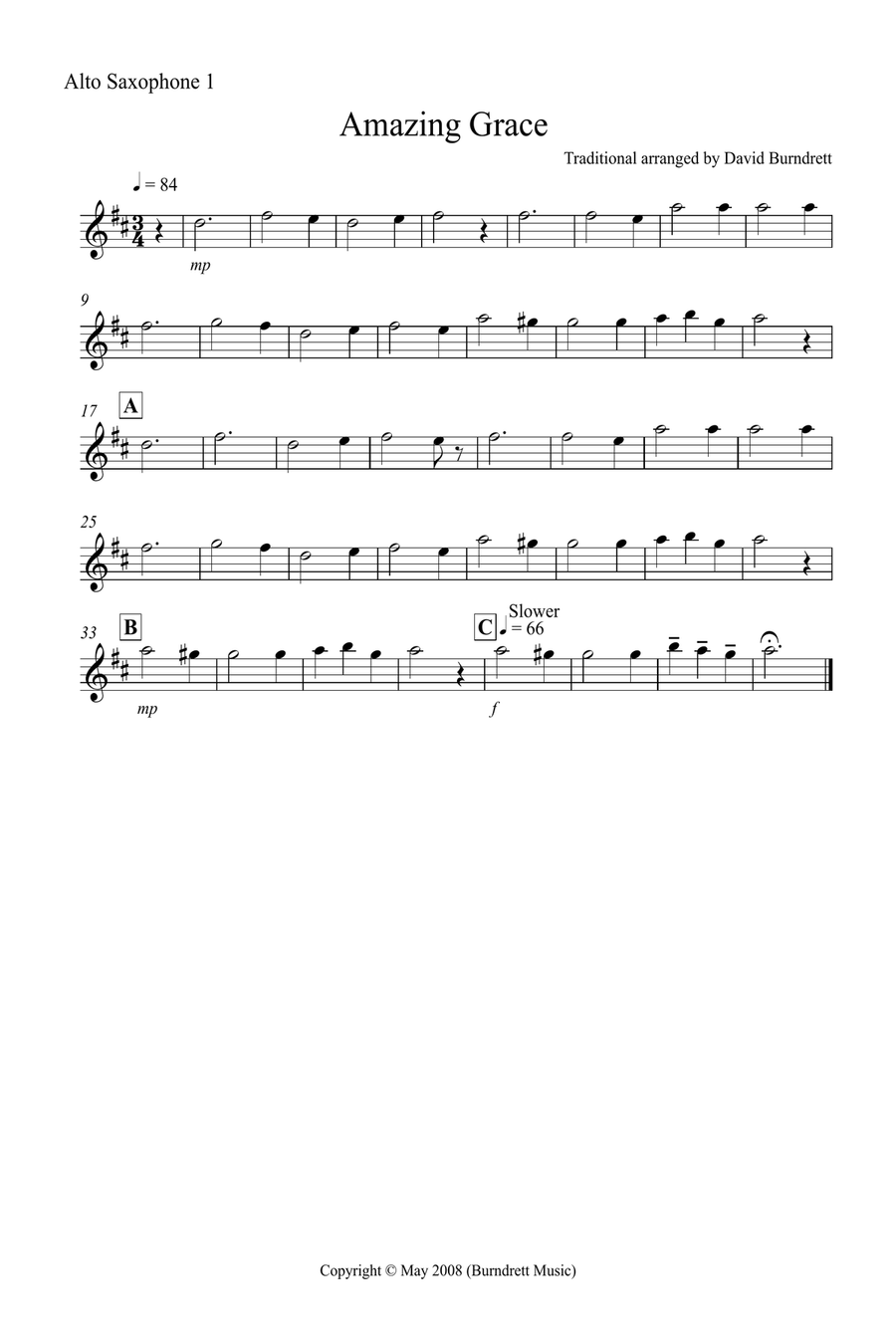 Amazing Grace for Saxophone Quintet Saxophone Quintet scores gallery preview page 4