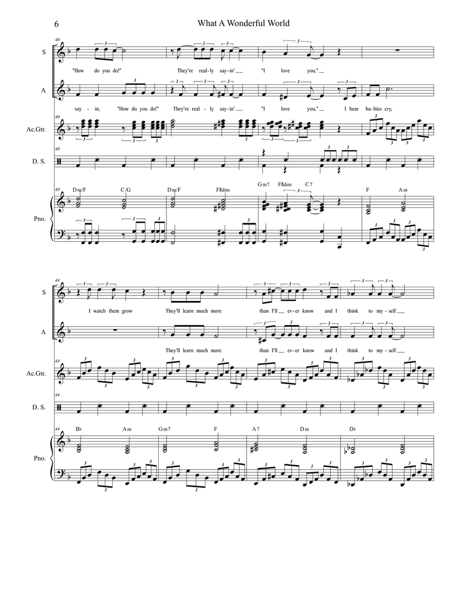 What A Wonderful World Alto Voice scores gallery preview page 6