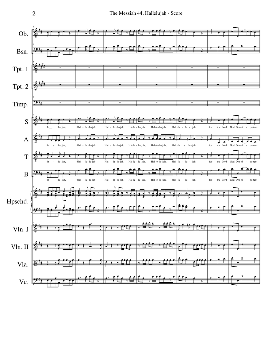 Hallelujah from The Messiah for Choir and Chamber Orchestra 4-Part scores gallery preview page 2