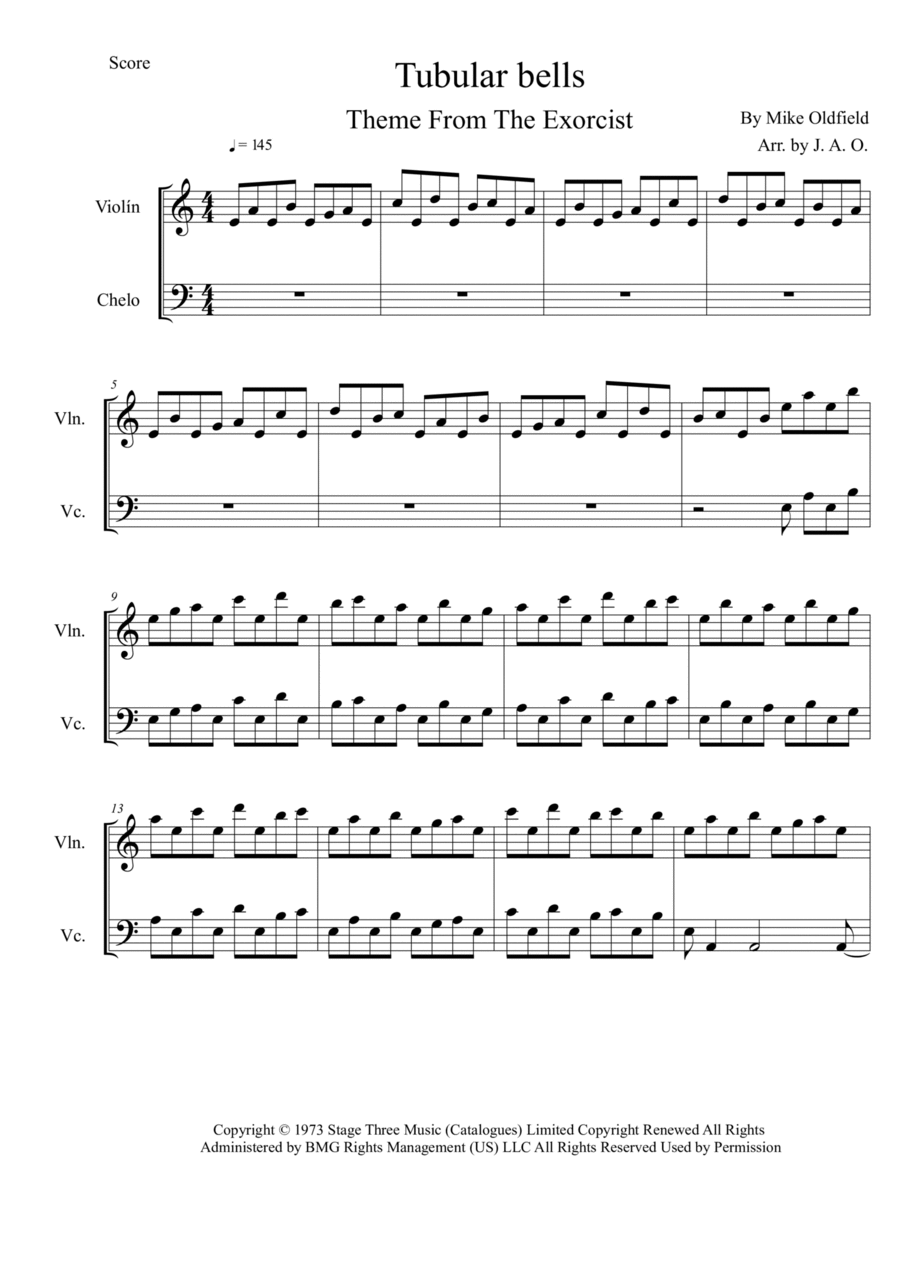 Tubular Bells String Duet scores gallery preview page 1