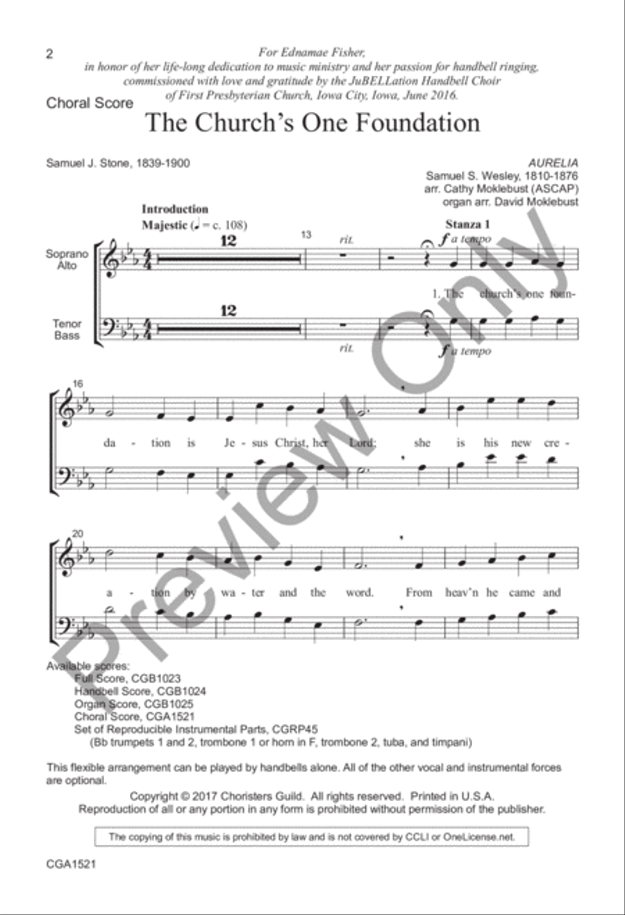 The Church's One Foundation (Choral Score) 4-Part scores gallery preview page 3