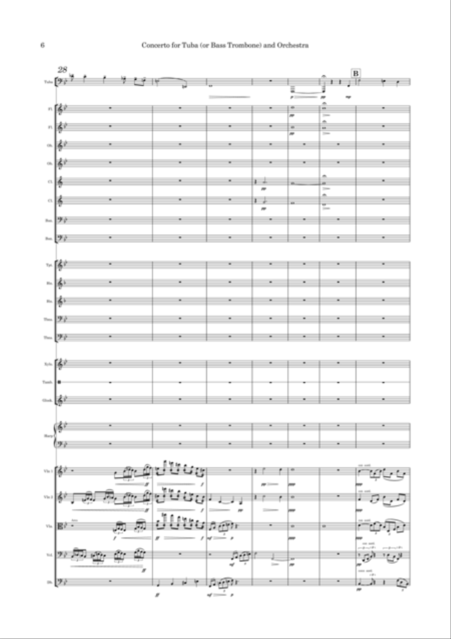 Concerto for Tuba (or bass trombone) and Orchestra Tuba scores gallery preview page 6