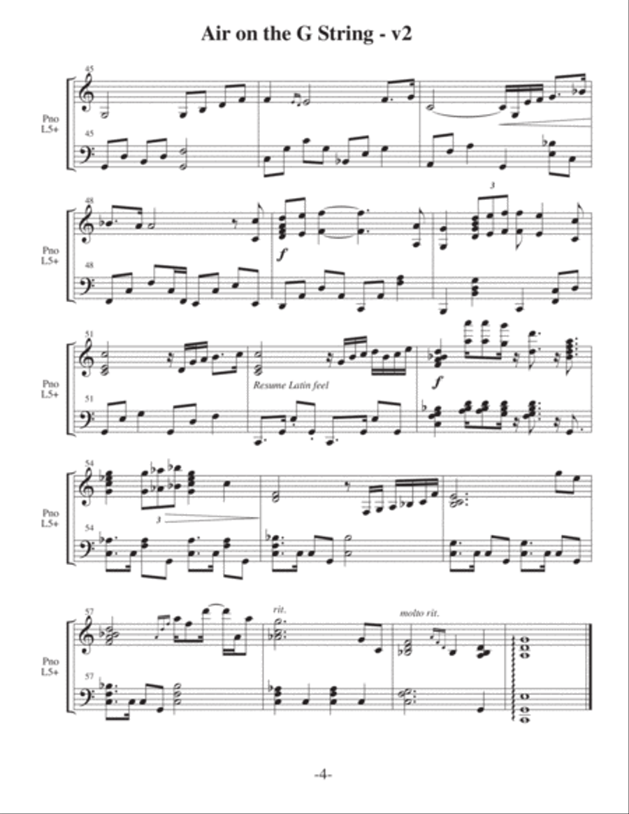 Air On the G String-v2 (3 for 1 PIANO Arrangements) – Jazz Piano Solo scores gallery preview page 5