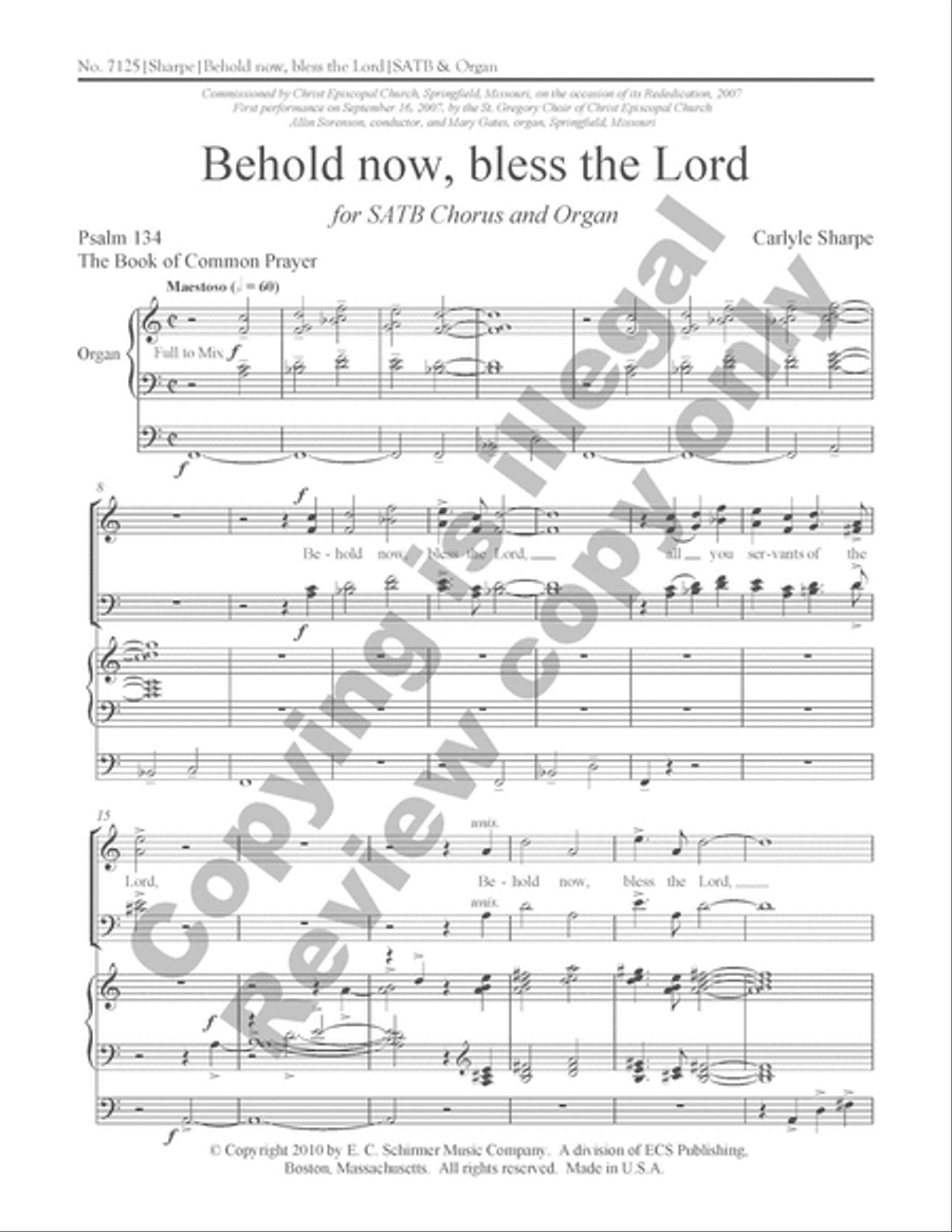Behold Now, Bless the Lord 4-Part scores gallery preview page 2