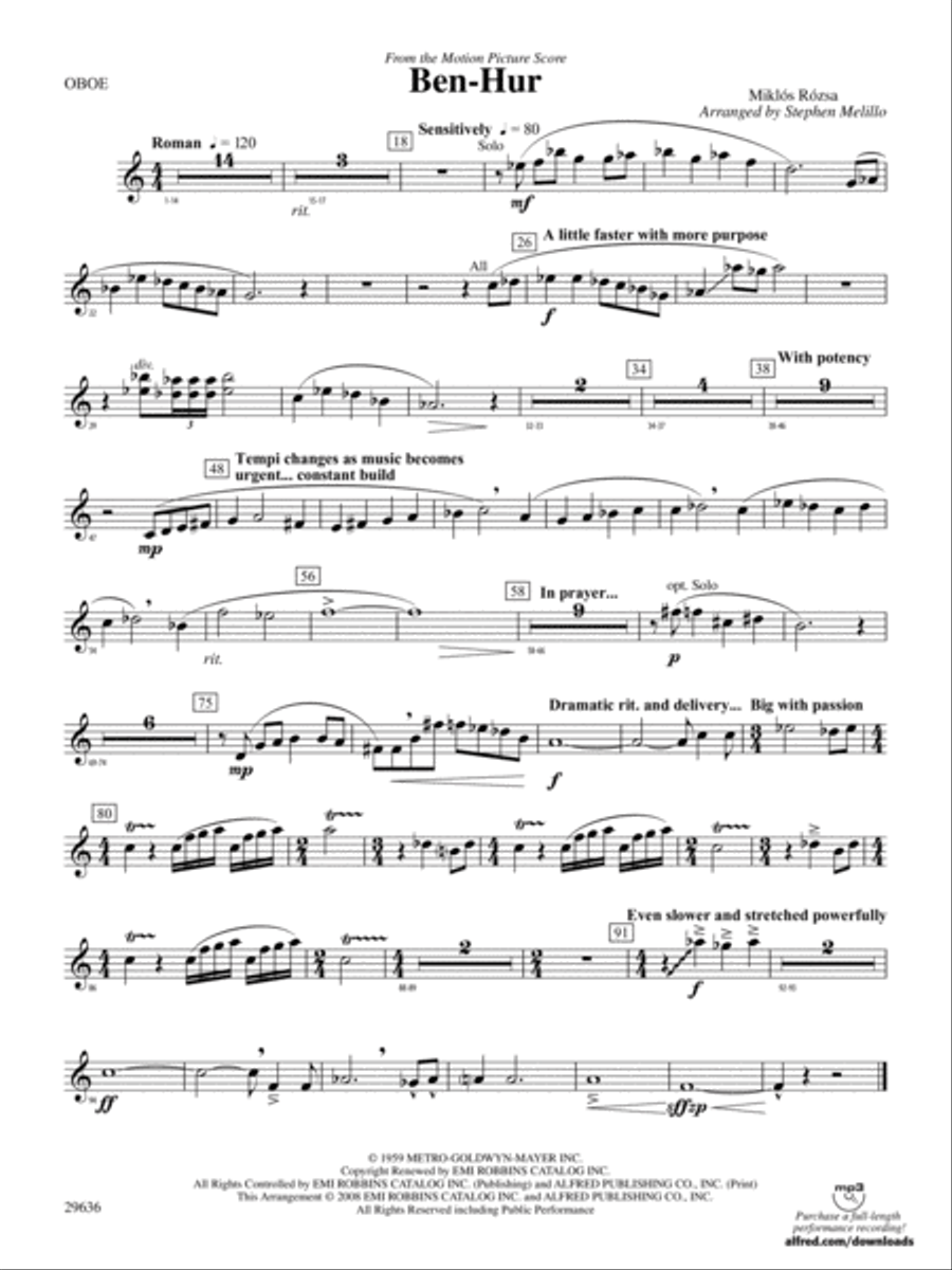 Ben-Hur: Oboe Concert Band scores gallery preview page 1