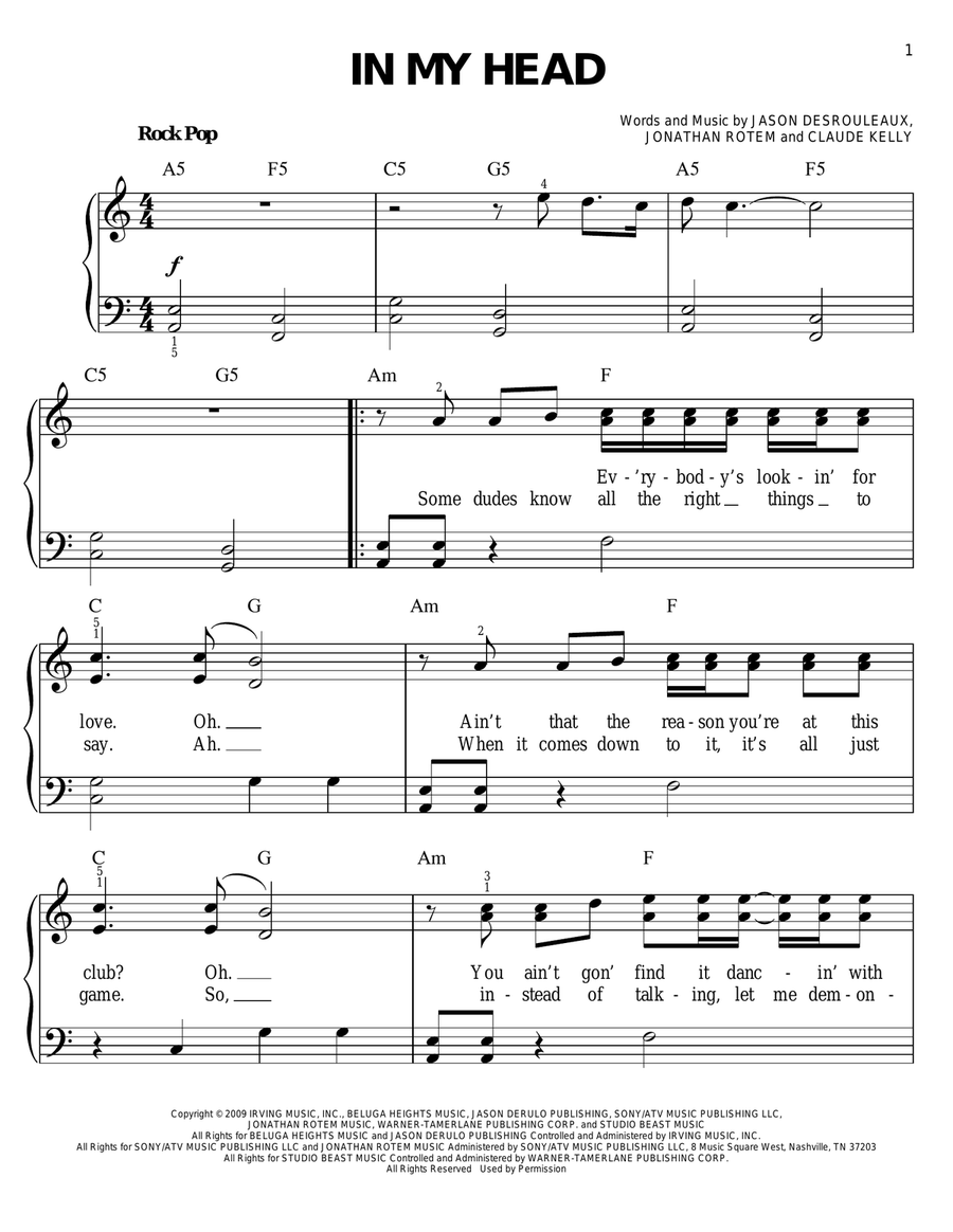 In My Head In My Head Easy Piano scores gallery preview page 1