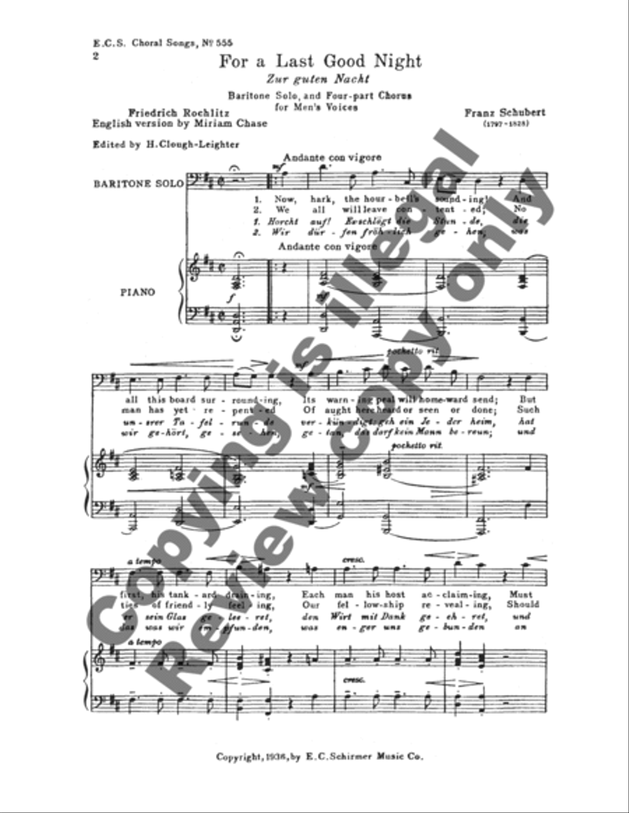 For A Last Good Night (Zur guten Nacht) TTBB scores gallery preview page 3