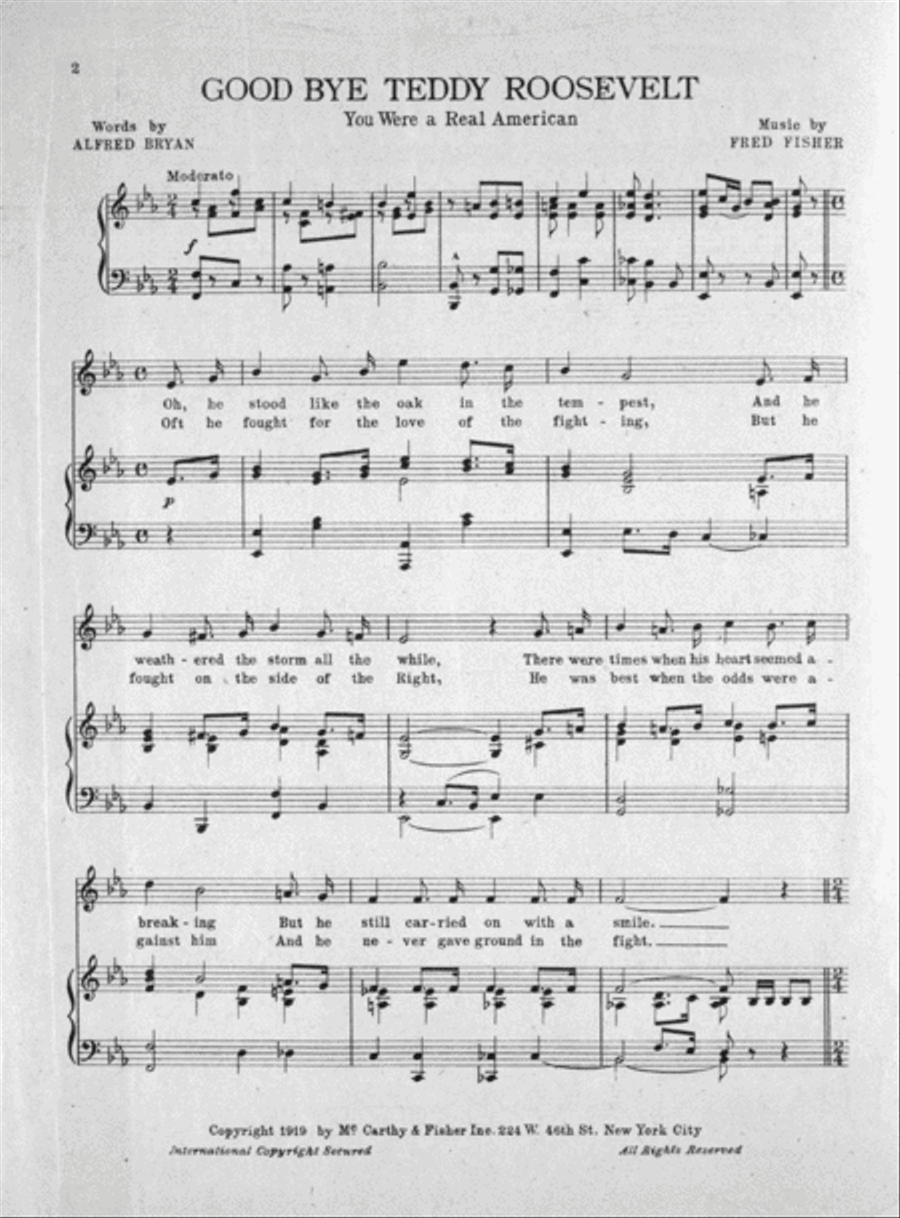 Good Bye Teddy Roosevelt (You Were a Real American) Voice scores gallery preview page 2