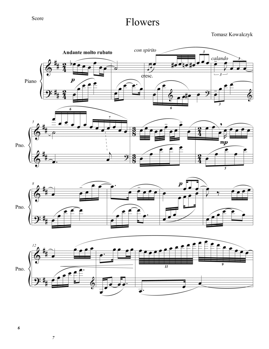Flowers Flowers Piano Solo scores gallery preview page 1