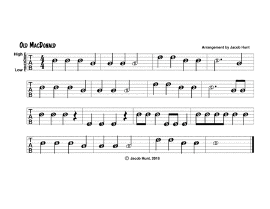 Old MacDonald Old MacDonald Acoustic Guitar scores gallery preview page 1