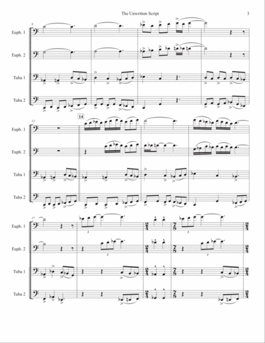 UNWRITTEN SCRIPT for Tuba Quartet Tuba Quartet scores gallery preview page 3