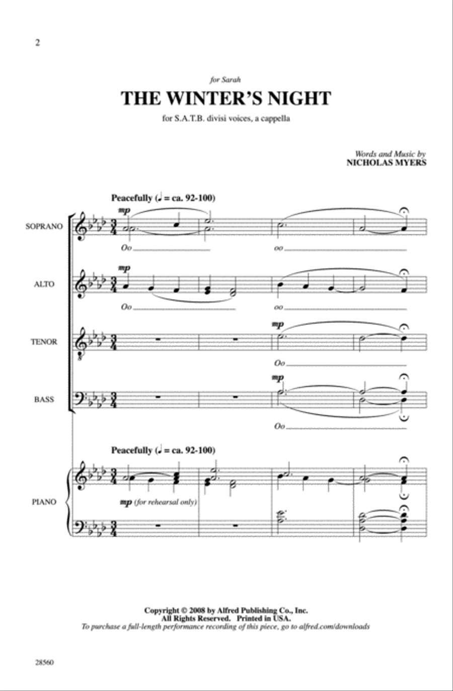 The Winter's Night 4-Part scores gallery preview page 2