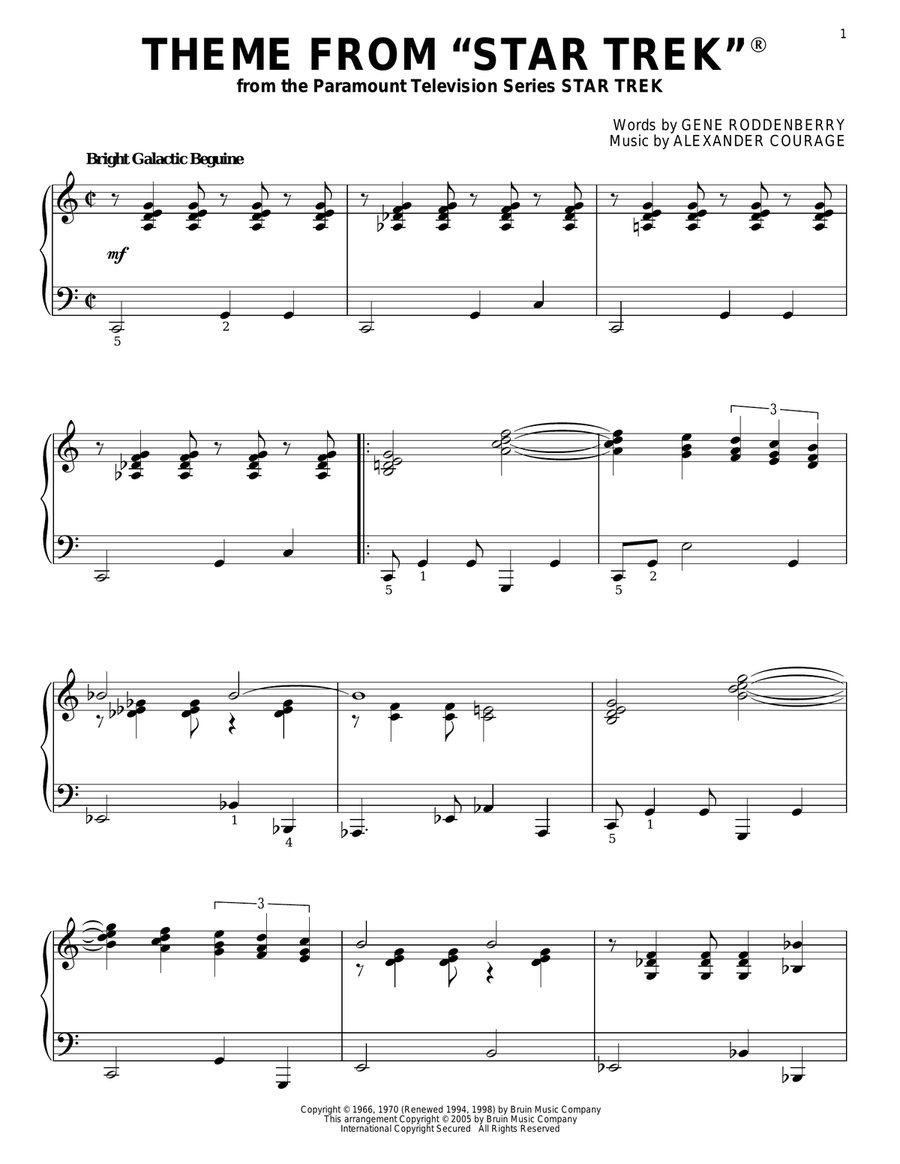 Theme from Star Trek(R) Piano Solo scores gallery preview page 1