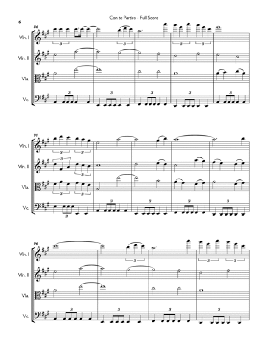 Con Te Partiro (time To Say Goodbye) String Quartet scores gallery preview page 6