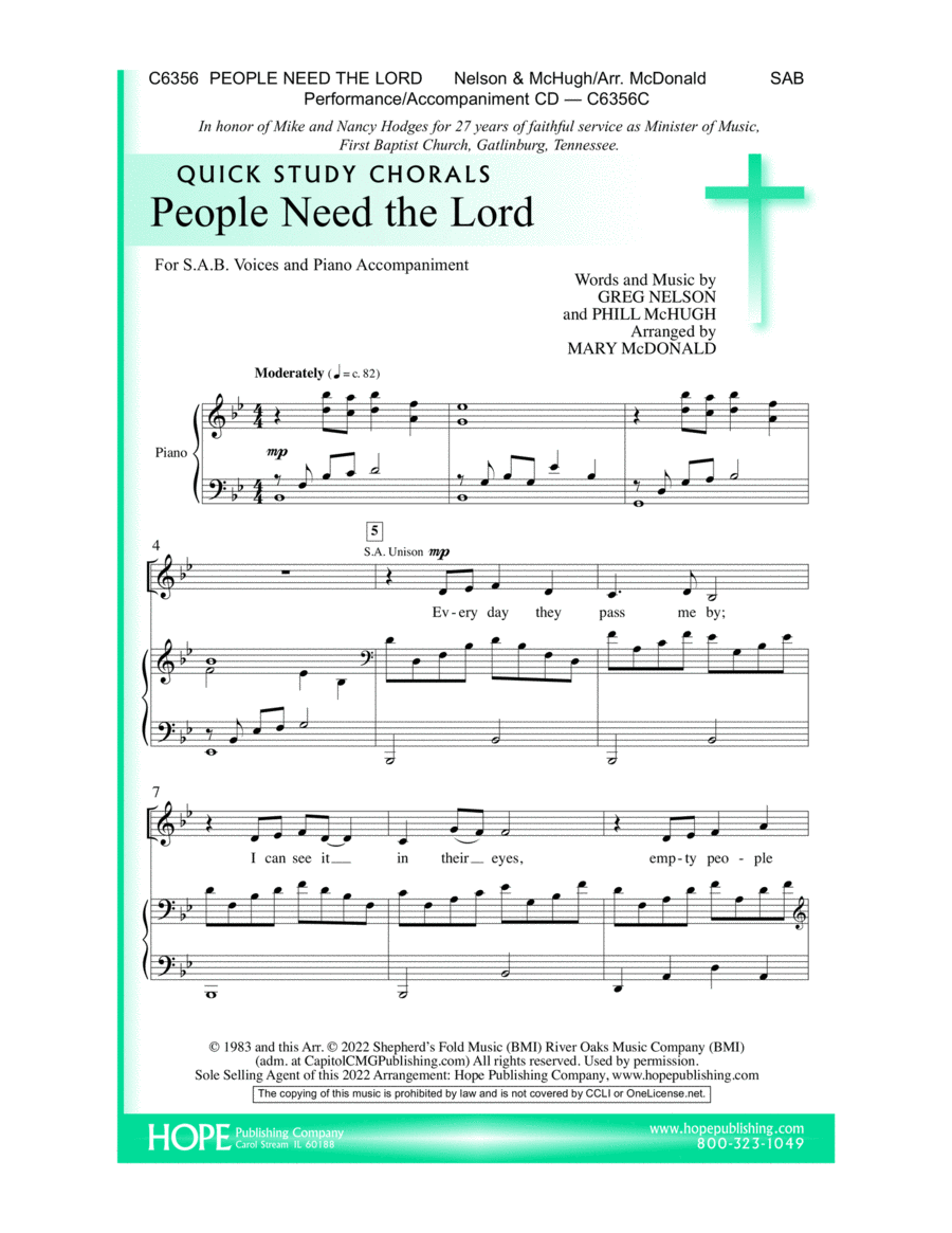 People Need the Lord 3-Part scores gallery preview page 1
