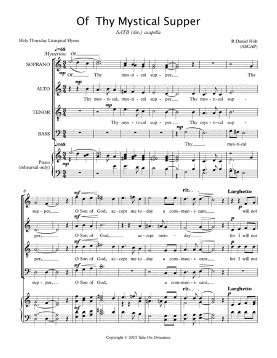 Of Thy Mystical Supper Of Thy Mystical Supper 4-Part scores gallery preview page 2